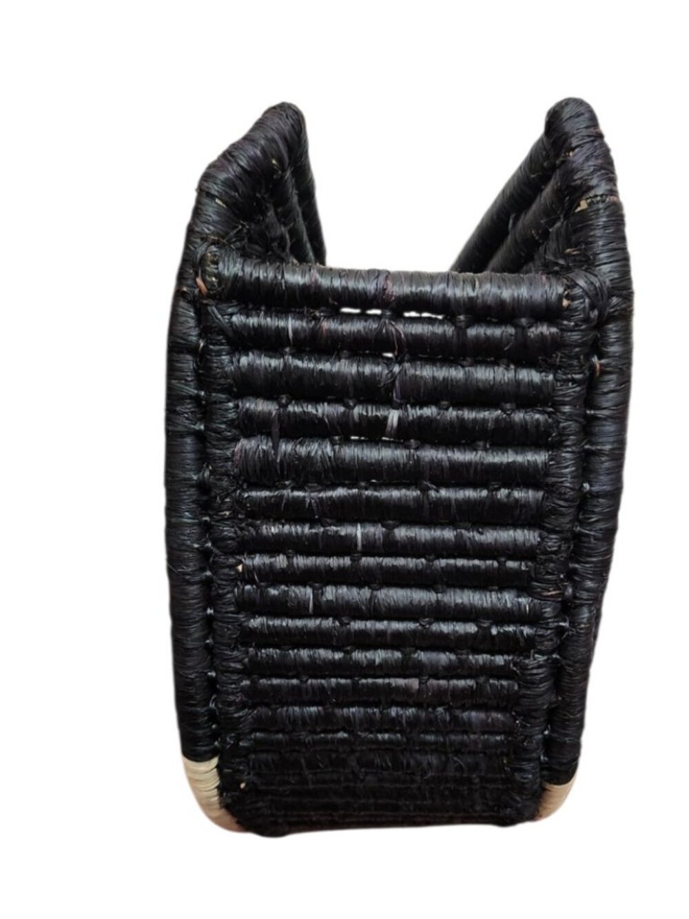 EILAF Large Half Moon Raffia Top Handle Bag Black Woven Straw Clutch Boho Design - Picture 3 of 14